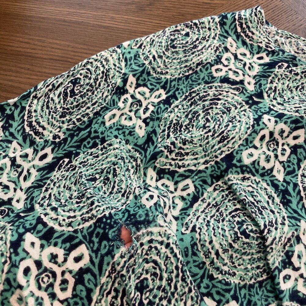 World Market Bohemian Hippie Geometric Smocked Waist Poncho Blouse Green Small - Picture 12 of 12